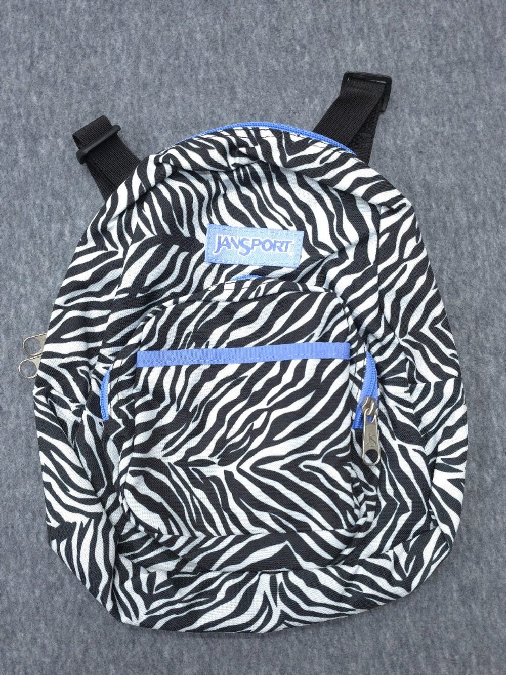 JanSport Mini Backpack Zebra Print Black White Blue NWOT Small Daypack